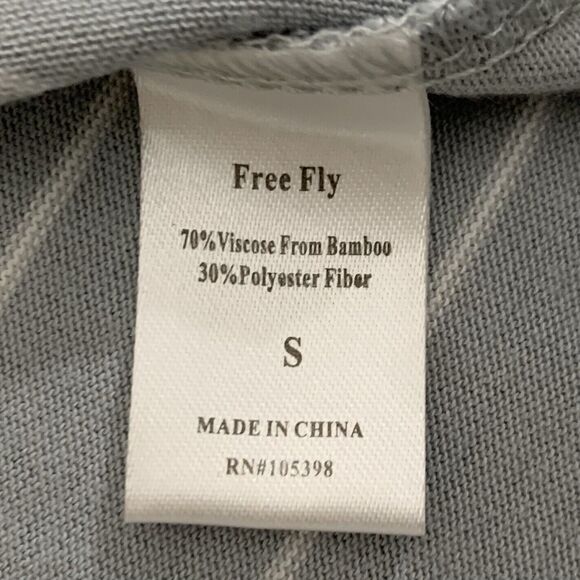 Free Fly Dockside Dress S Gray Stripe Bamboo Short Sleeve T-Shirt Nautical UPF - Picture 5 of 8